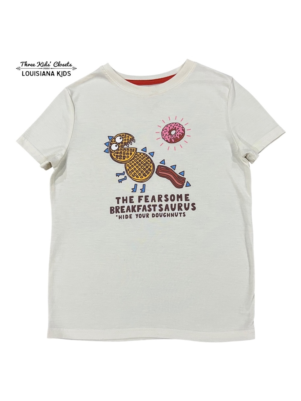 Cat & Jack M (8) Dinosaur Waffle Bacon Donut 'Breakfastsaurus' Graphic Tee Shirt